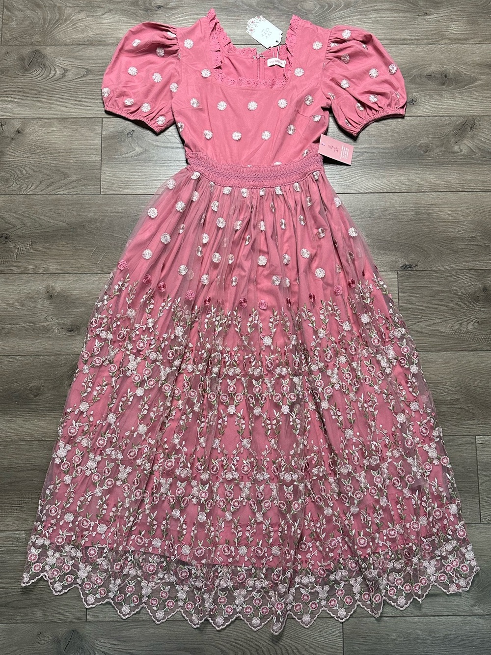 Ivy City Zoey Fairytale Floral Embroidered Garden Party Maxi Dress Pink Small - Picture 4 of 15